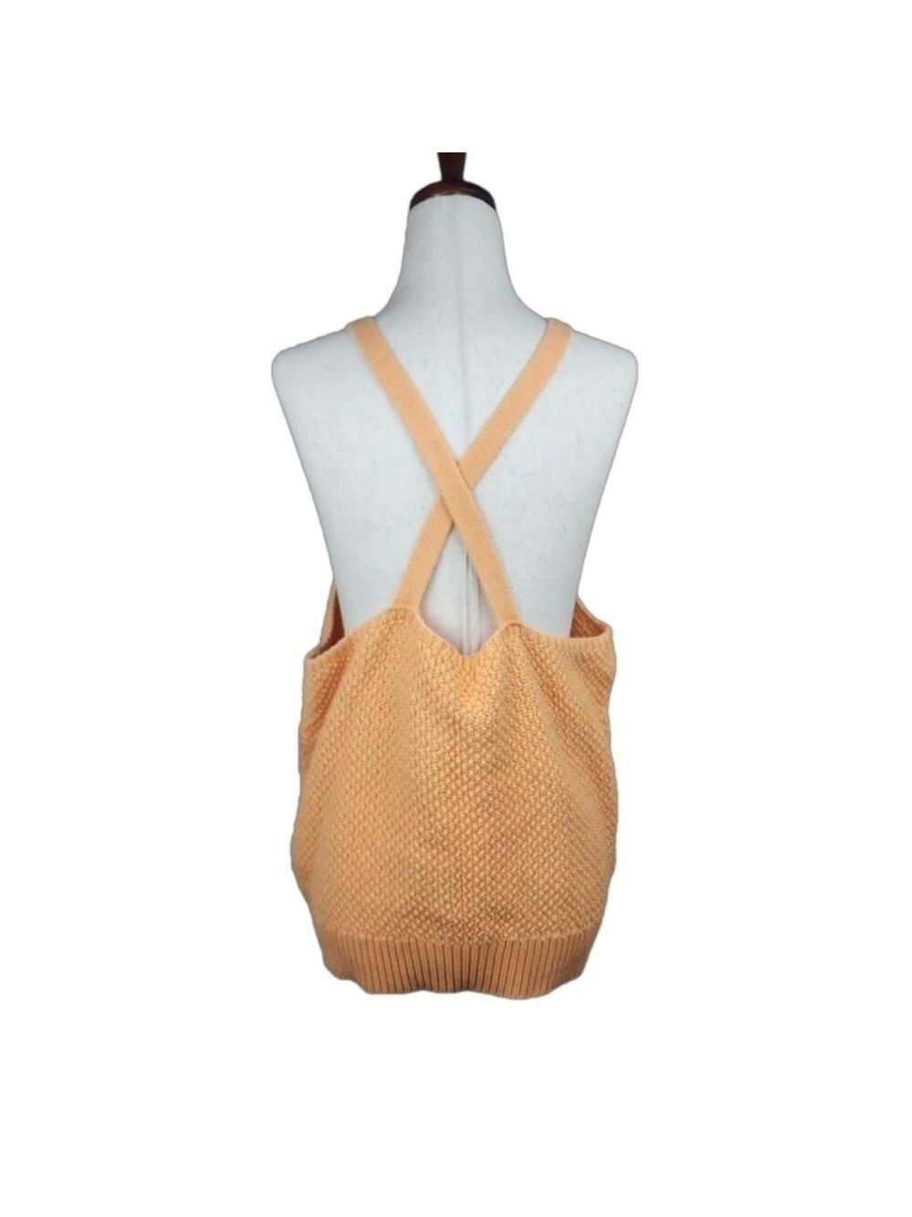 Heavy Knit Cotton Sweater Halter Tank Top XL Boxy Relaxed Oversized Fit - Picture 6 of 11